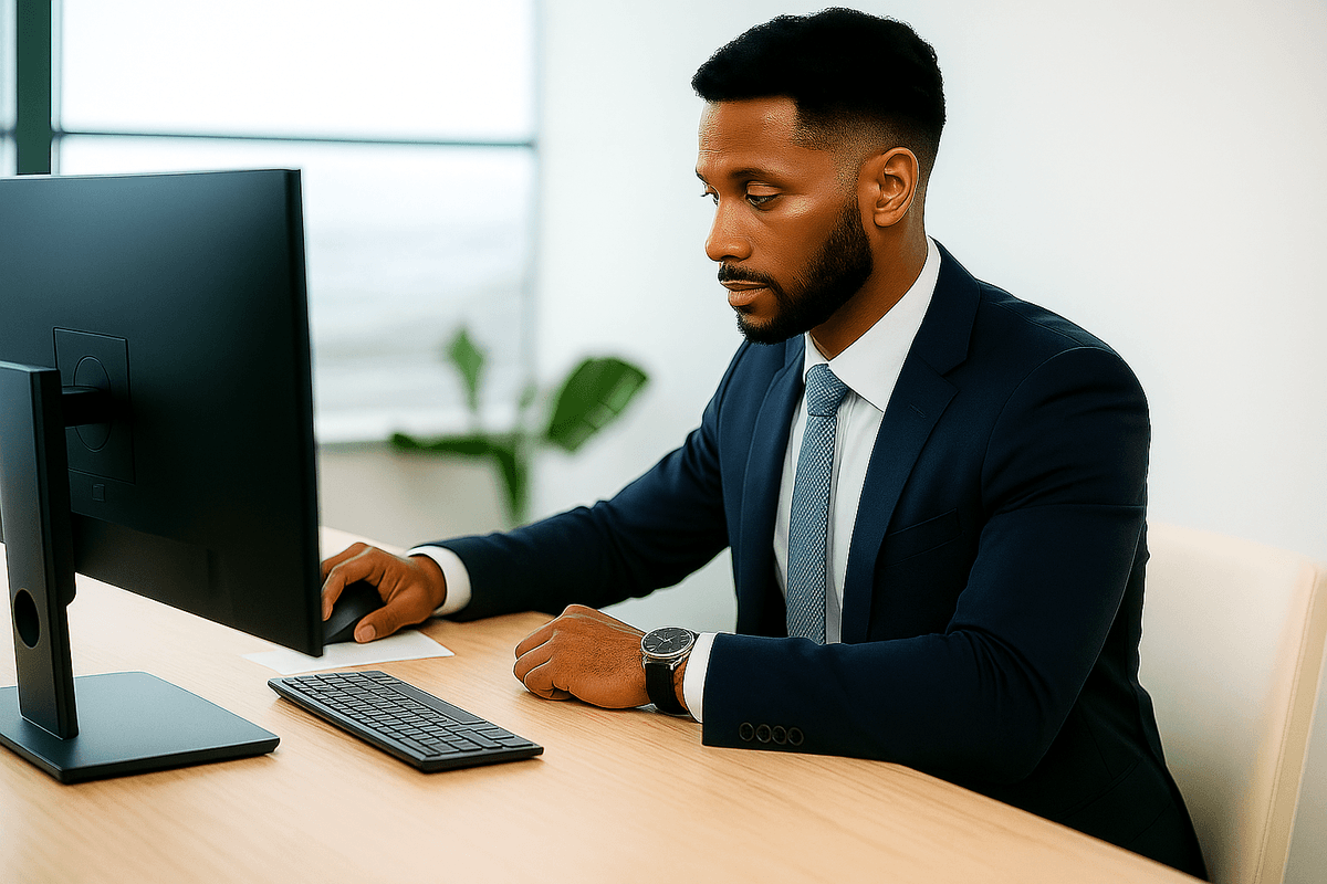 Financial work with iPad and mouse